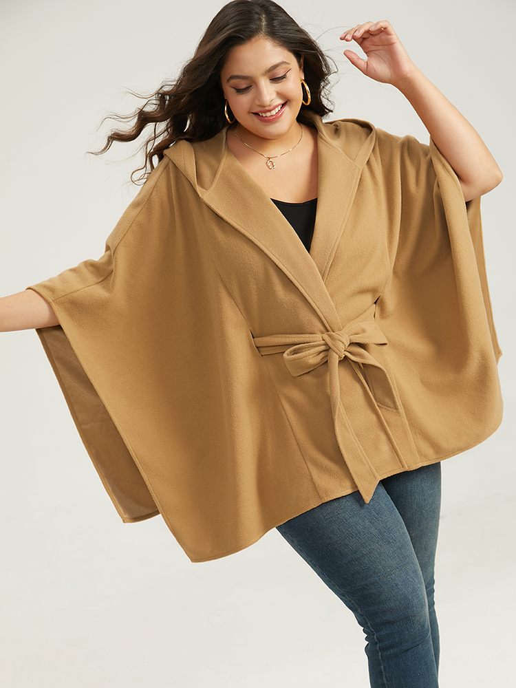 Plus Size Women Dailywear Plain Knotted Casual Coats BloomChic 
