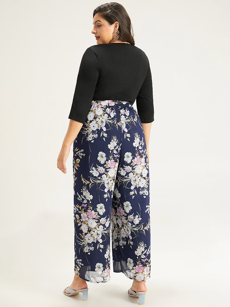Plus Size Women Everyday Floral Belted Regular Pocket Belt Elegant Jumpsuits BloomChic 