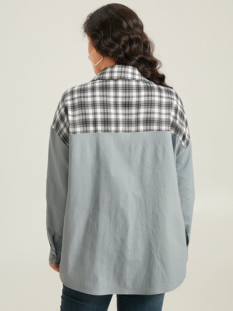 Plus Size Women Everyday Plaid Contrast Pocket Casual Coats BloomChic 