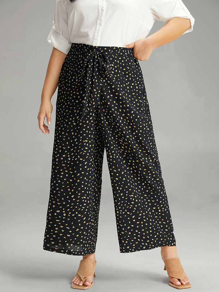 Plus Size Women Everyday Leopard Cross straps High Rise Pocket Casual Pants BloomChic 