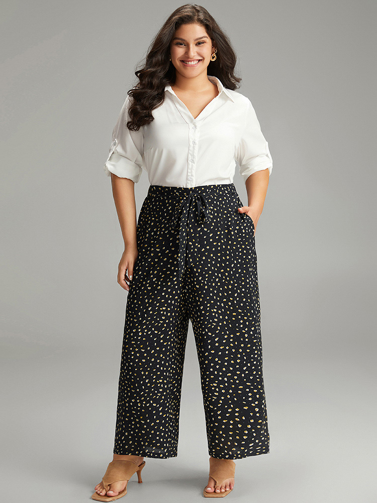 Plus Size Women Everyday Leopard Cross straps High Rise Pocket Casual Pants BloomChic 