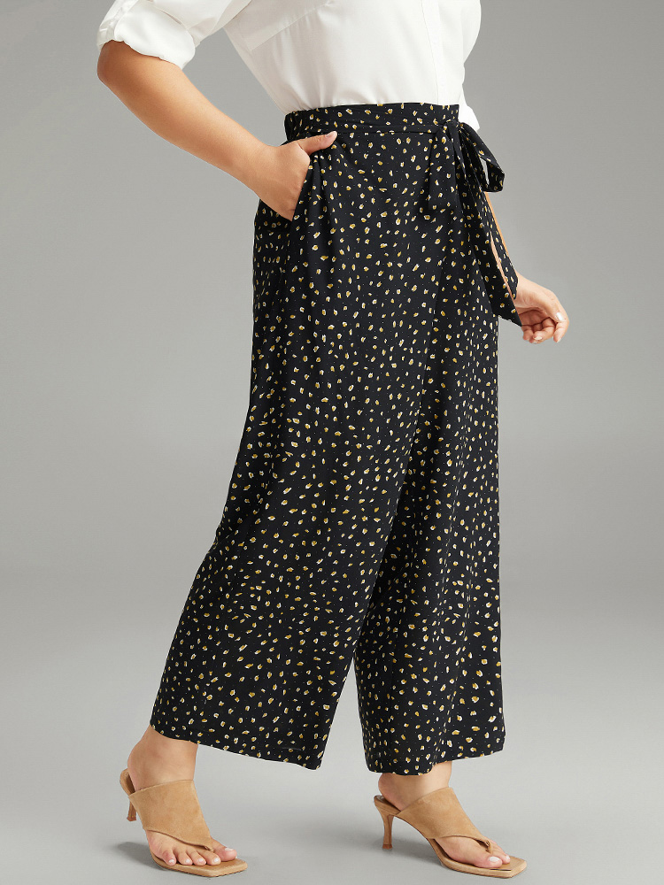 Plus Size Women Everyday Leopard Cross straps High Rise Pocket Casual Pants BloomChic 
