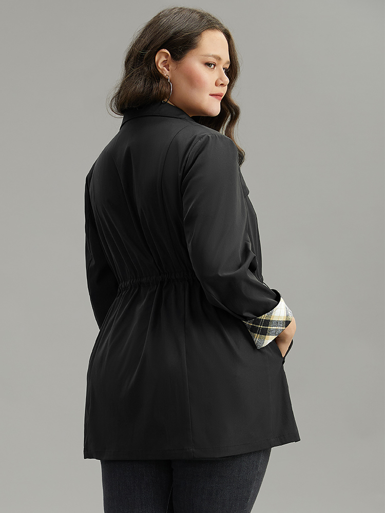 Plus Size Women Dailywear Plaid Contrast Pocket Casual Coats BloomChic 