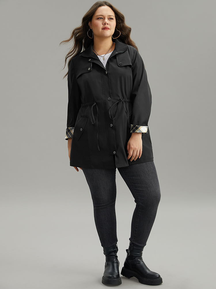 Plus Size Women Dailywear Plaid Contrast Pocket Casual Coats BloomChic 