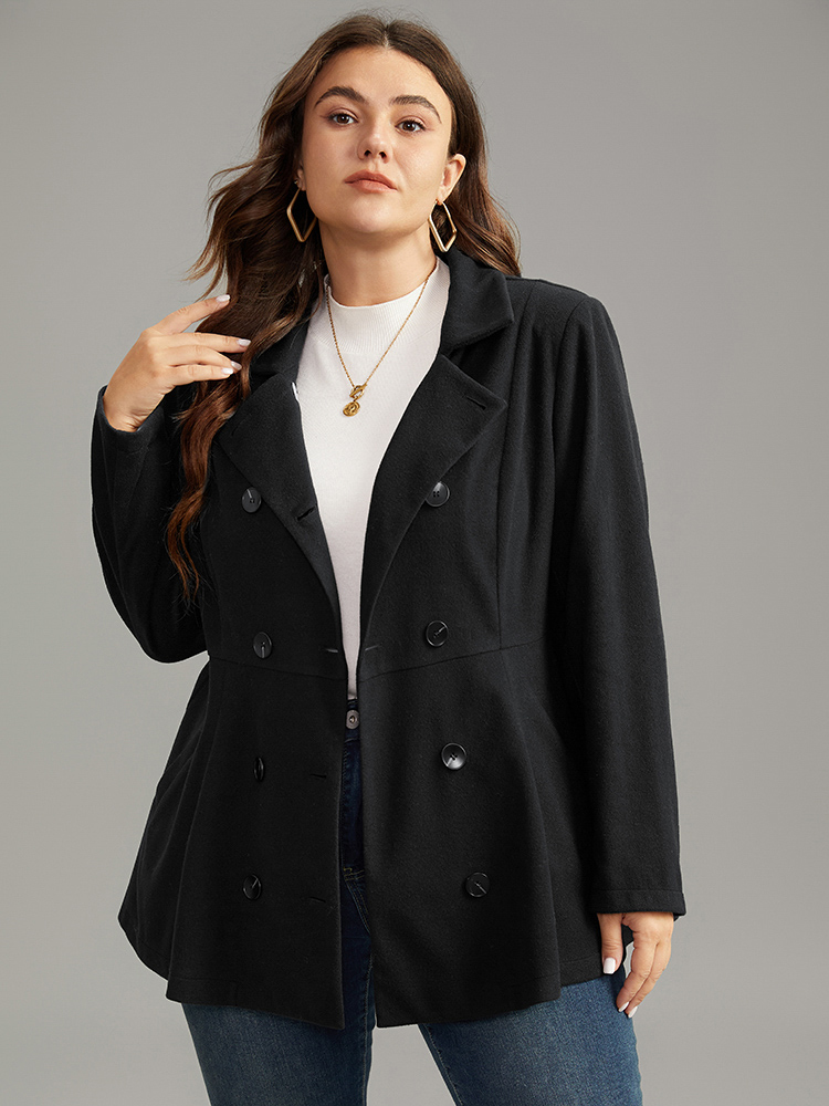 

Plus Size Anti-Wrinkle Lapel Collar Double Breasted Blazer Black Women Dailywear Plain Plain Sleeve Long Sleeve Lapel Collar  Pocket Casual Blazers BloomChic