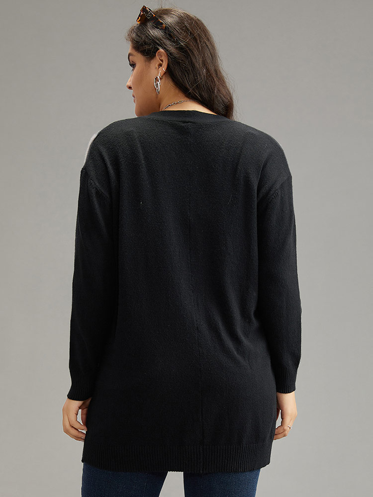 Plus Size Supersoft Essentials Star Button Through Cardigan Black Women Casual Loose Long Sleeve Dailywear Cardigans BloomChic 14-16/1X 