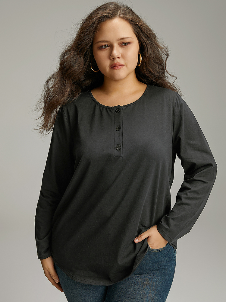 Plus Size Women Dailywear Plain Plain Regular Sleeve Long Sleeve Open Front Elegant T-shirts BloomChic 
