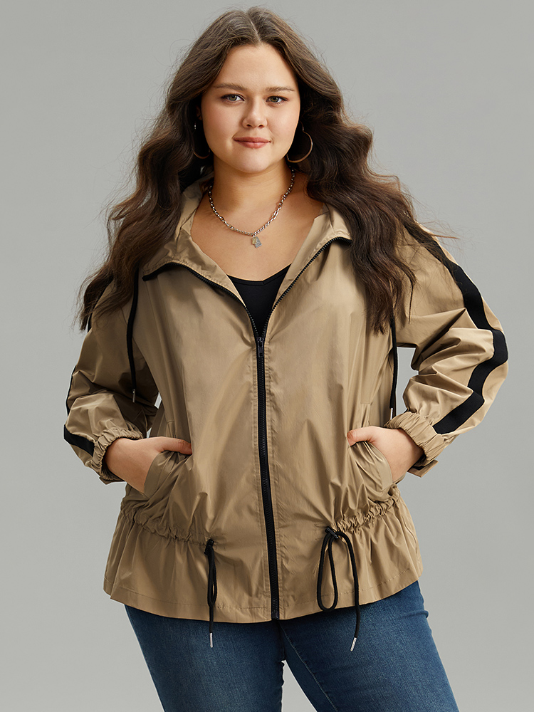 Plus Size Women Dailywear Plain Pocket Pocket Casual Jackets BloomChic 