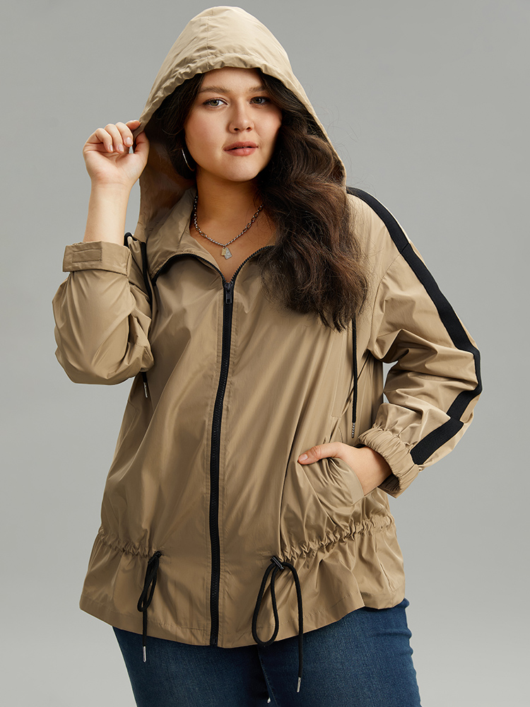 Plus Size Women Dailywear Plain Pocket Pocket Casual Jackets BloomChic 