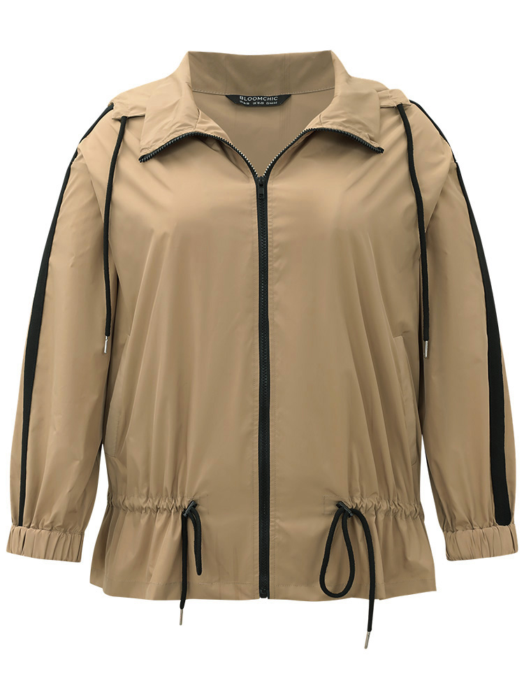 Plus Size Women Dailywear Plain Pocket Pocket Casual Jackets BloomChic 