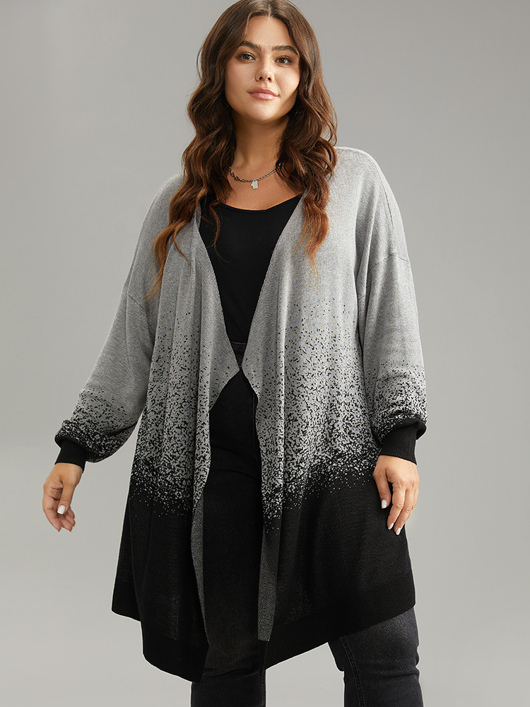 

Plus Size Ombre Asymmetrical Open Front Cardigan DarkGray Women Casual Loose Long Sleeve Everyday Cardigans BloomChic