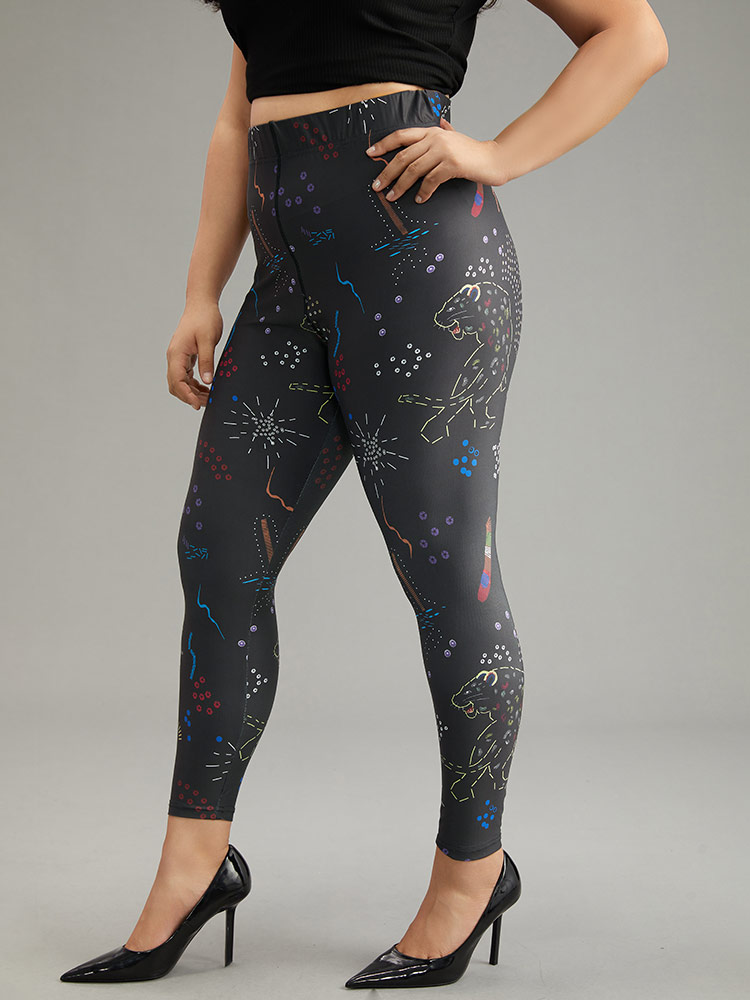 Plus Size Women Dailywear Animal Printed High stretch Skinny High Rise Casual Leggings BloomChic 