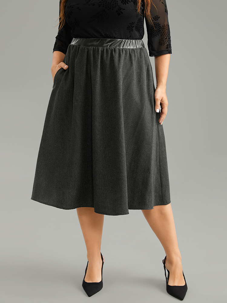 Plus Size Women Work Texture Pocket Office Skirts BloomChic 