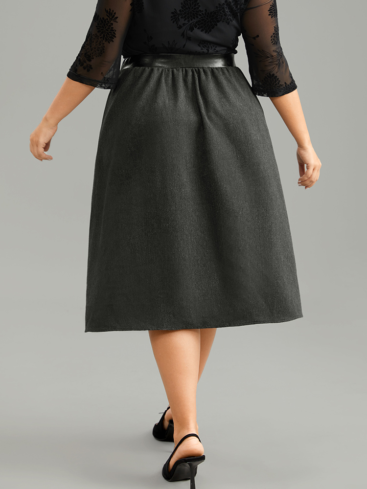 Plus Size Women Work Texture Pocket Office Skirts BloomChic 