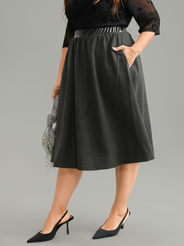 Plus Size Women Work Texture Pocket Office Skirts BloomChic 