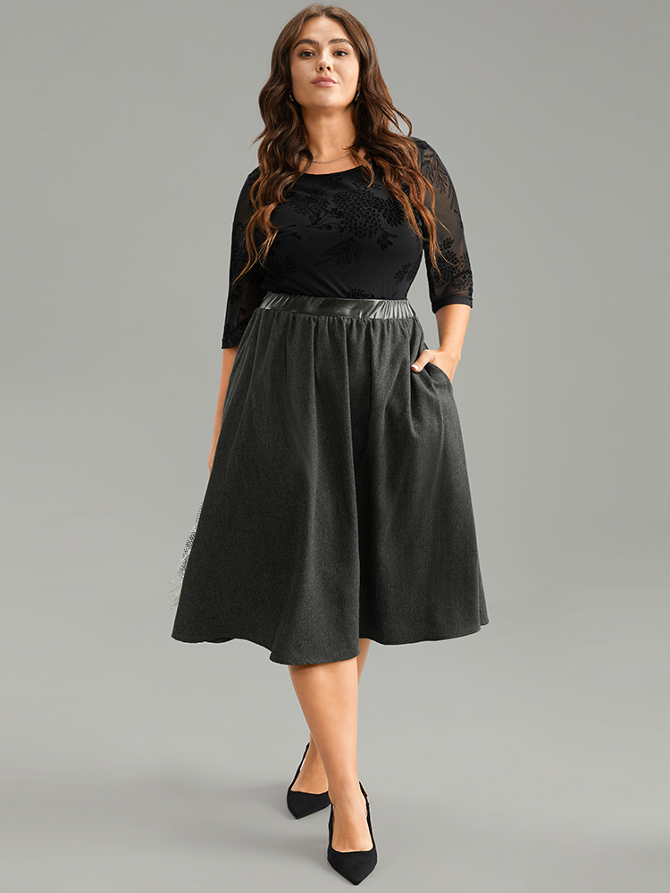 Plus Size Women Work Texture Pocket Office Skirts BloomChic 