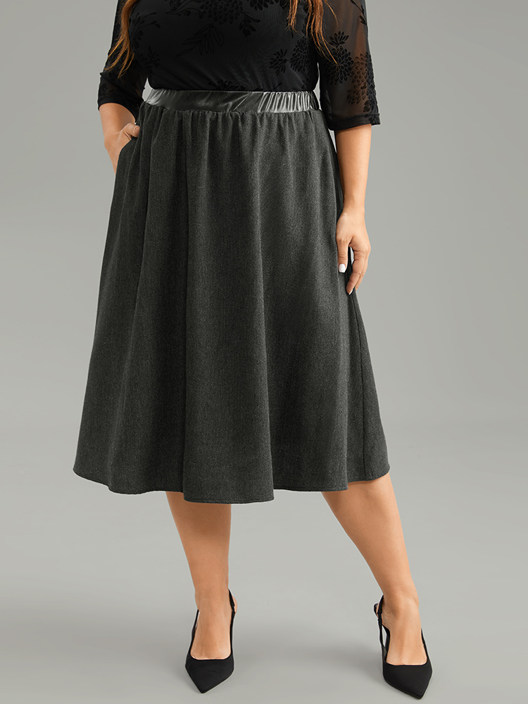 Plus Size Women Work Texture Pocket Office Skirts BloomChic 
