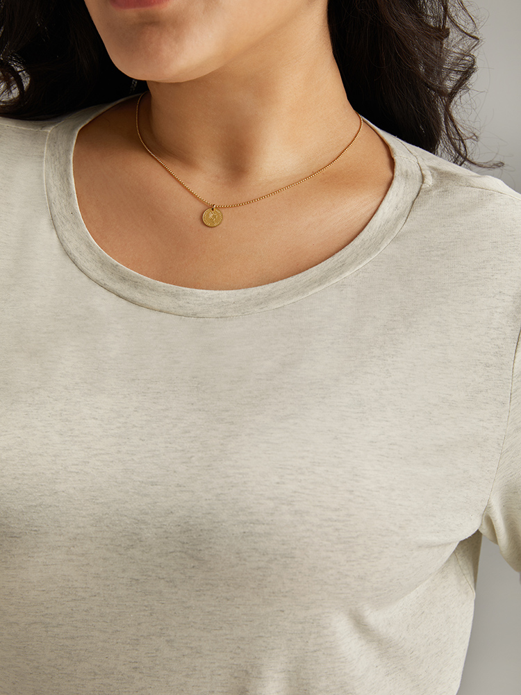 Plus Size Women Dailywear Plain Plain Regular Sleeve Long Sleeve Round Neck Casual T-shirts BloomChic 