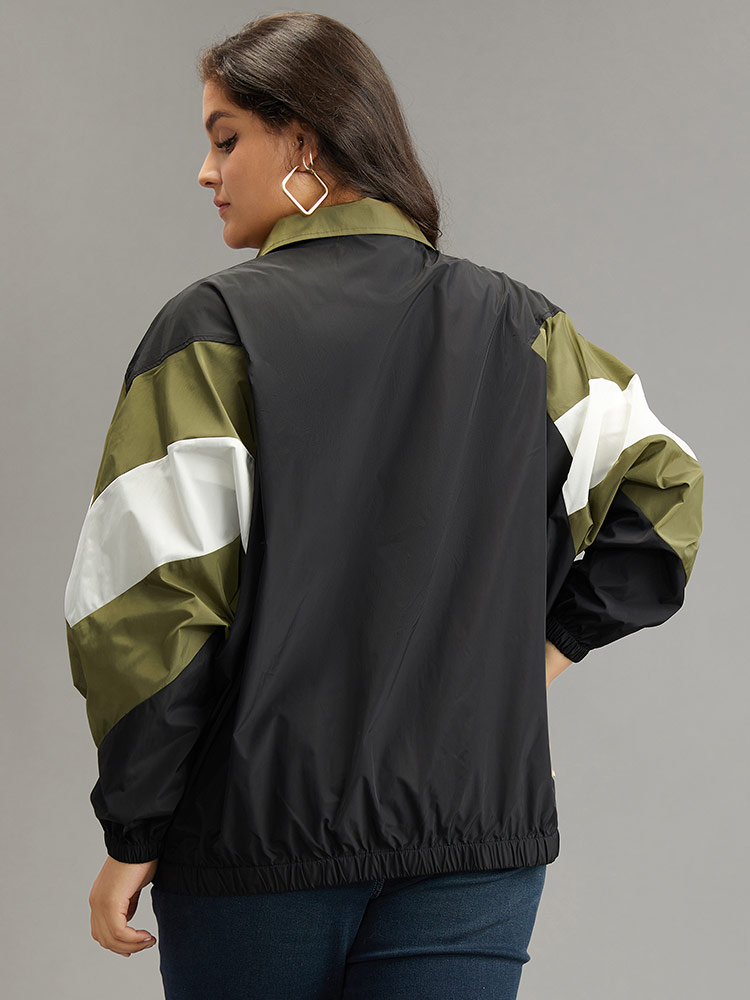 Plus Size Women Everyday Plain Contrast Pocket Casual Jackets BloomChic 