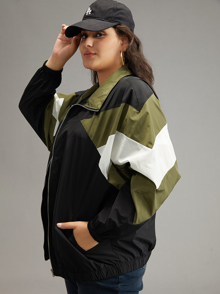 Plus Size Women Everyday Plain Contrast Pocket Casual Jackets BloomChic 