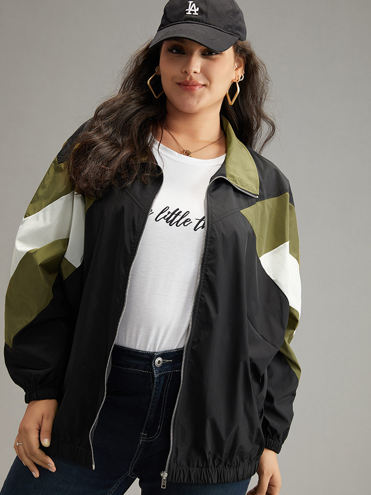 Plus Size Women Everyday Plain Contrast Pocket Casual Jackets BloomChic 