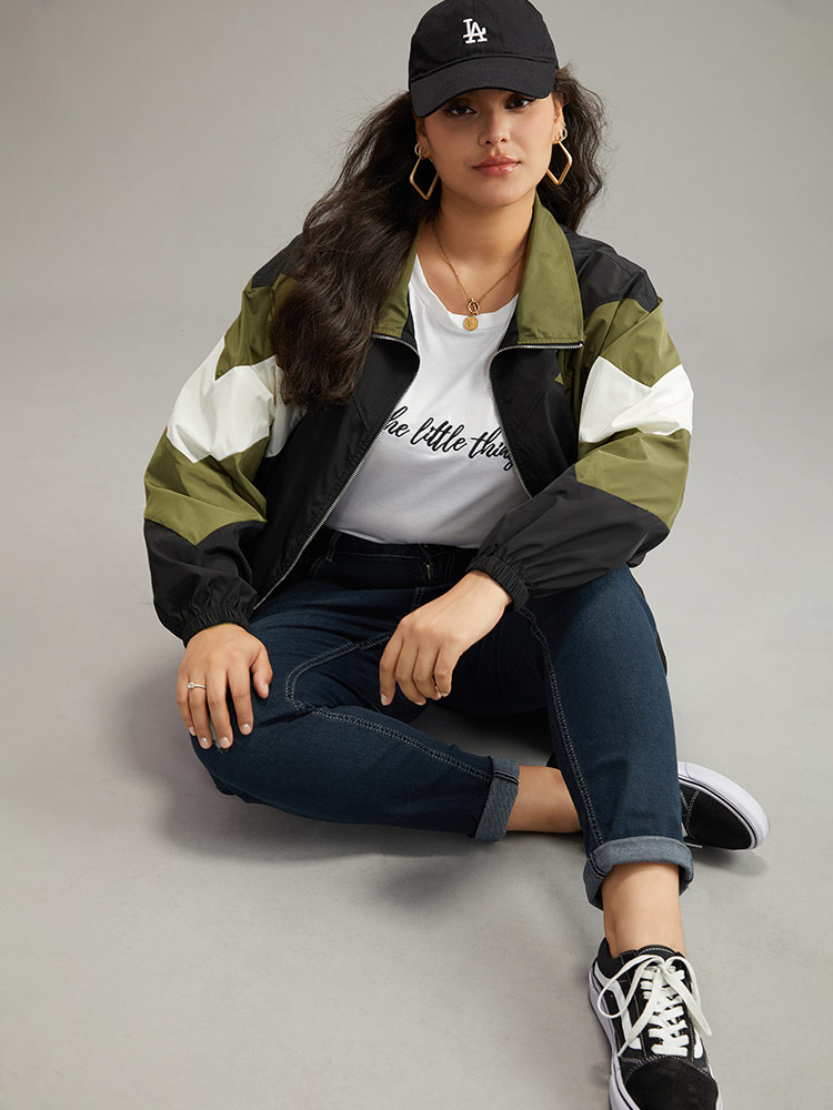 Plus Size Women Everyday Plain Contrast Pocket Casual Jackets BloomChic 