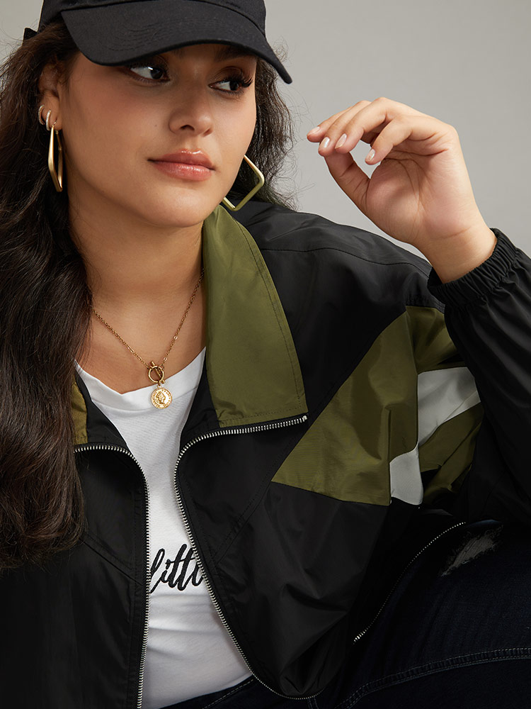 Plus Size Women Everyday Plain Contrast Pocket Casual Jackets BloomChic 