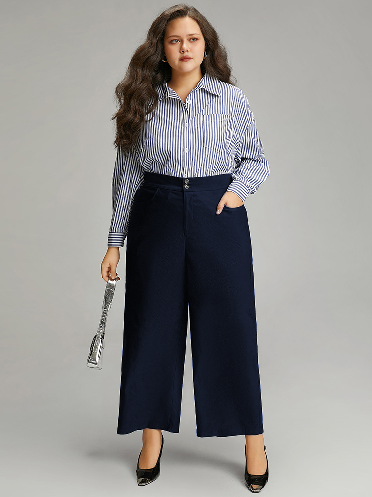 Plus Size Women Dailywear Plain Plain High Rise Pocket Elegant Pants BloomChic 