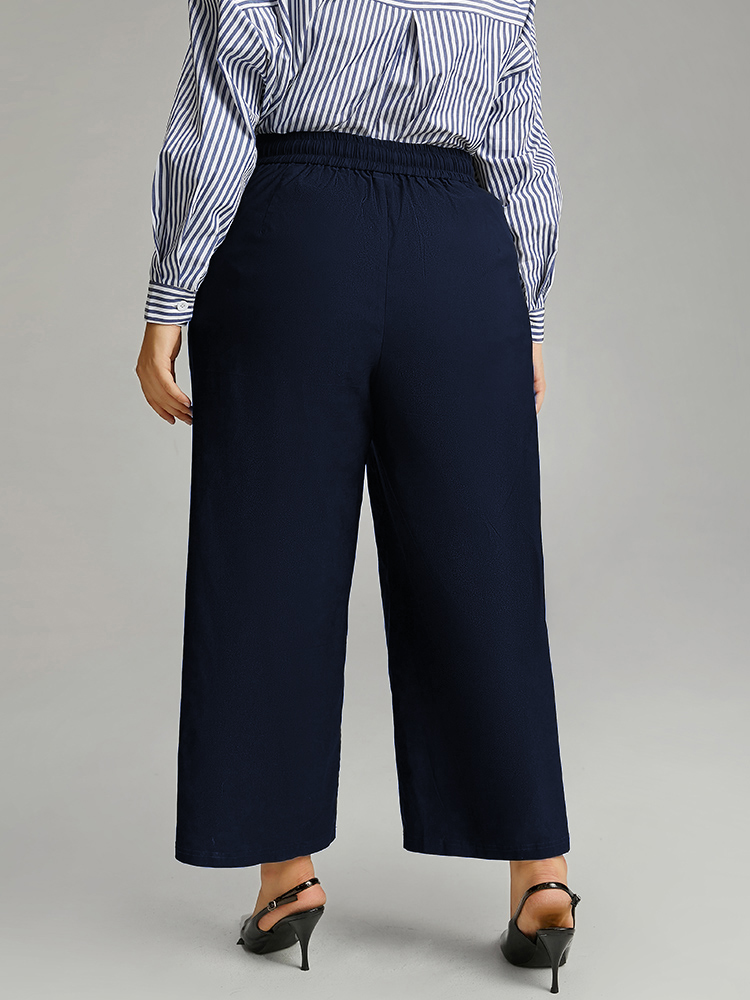 Plus Size Women Dailywear Plain Plain High Rise Pocket Elegant Pants BloomChic 