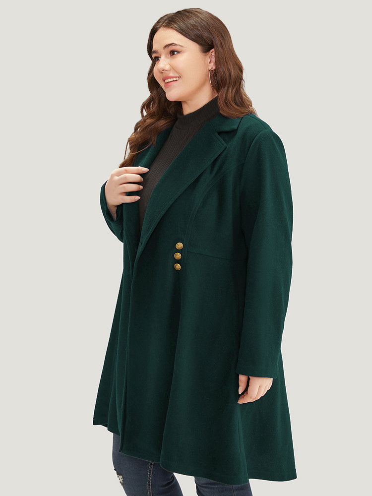 Plus Size Solid Lapel Collar Double Breasted Coat Women Green Office Plain Ladies Work Winter Coats BloomChic 30/6X 