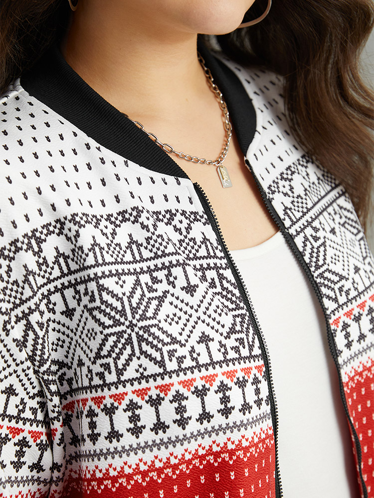 Plus Size Women Dailywear Graphic-Christmas Elastic cuffs Casual Jackets BloomChic 