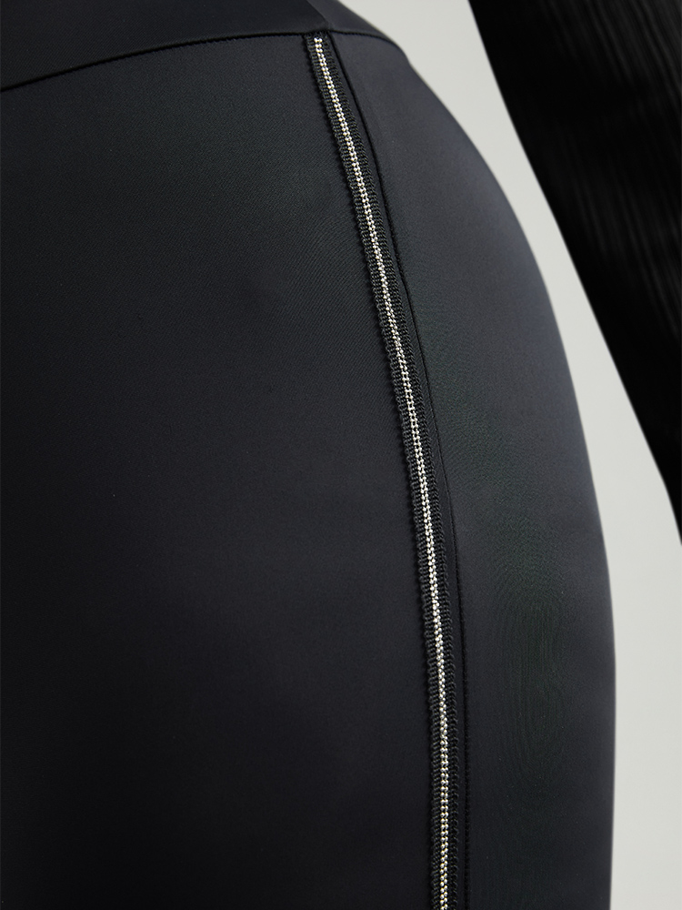 Plus Size Women Festival-Christmas Plain Patchwork Medium stretch Skinny Mid Rise Casual Leggings BloomChic 