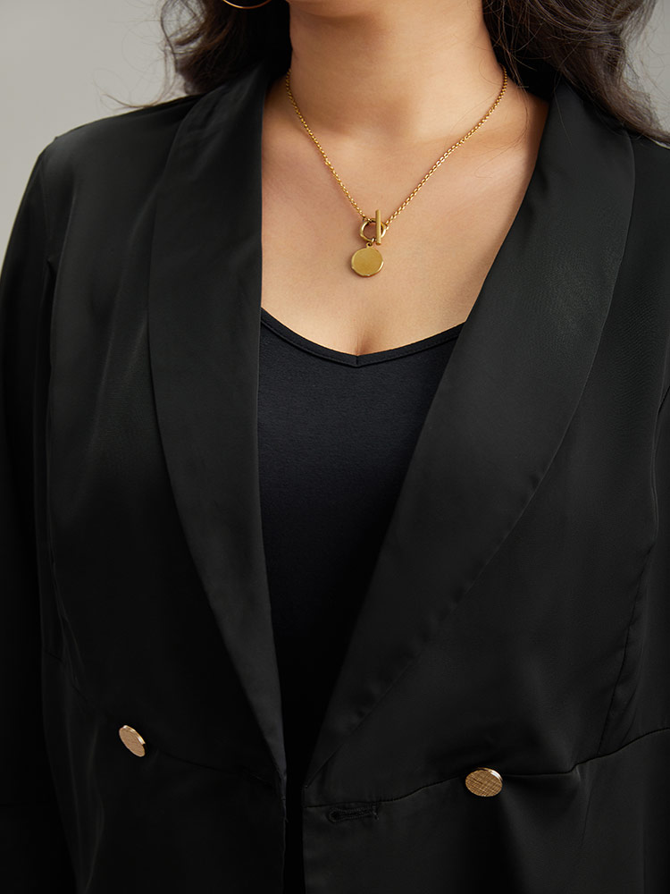 Plus Size Women Dailywear Plain Plain Ruffle Sleeve Long Sleeve Lapel Collar Casual Blazers BloomChic 
