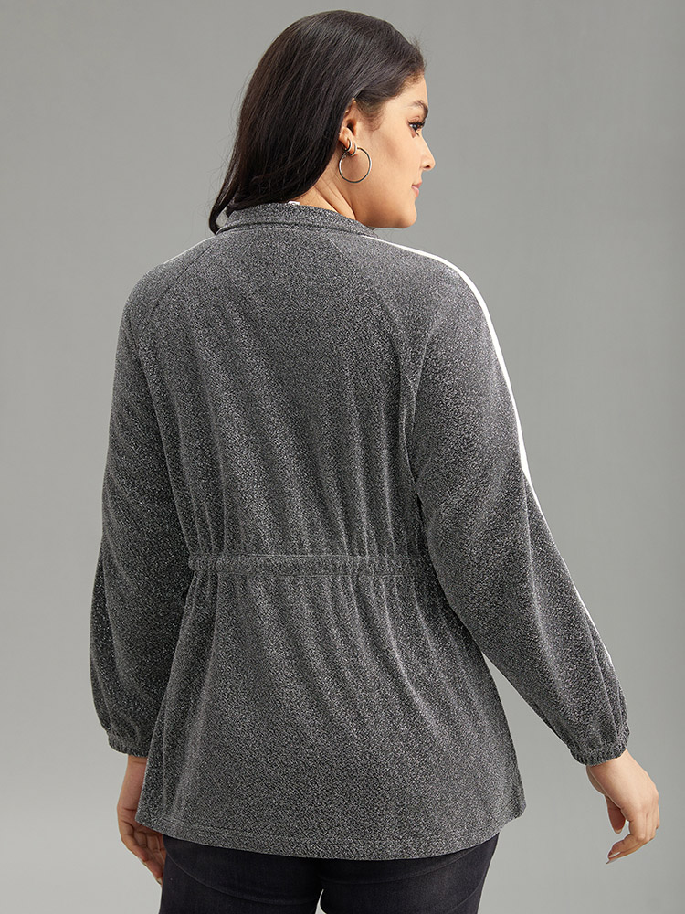 Plus Size Women Dailywear Striped Contrast Casual Jackets BloomChic 