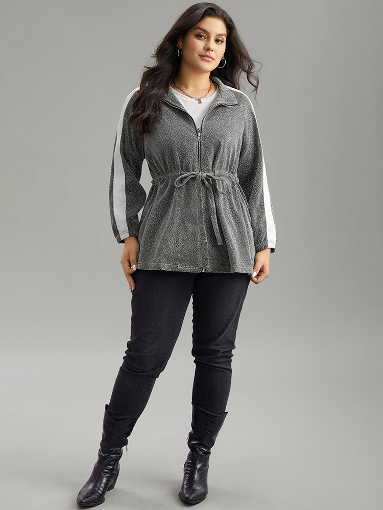 Plus Size Women Dailywear Striped Contrast Casual Jackets BloomChic 