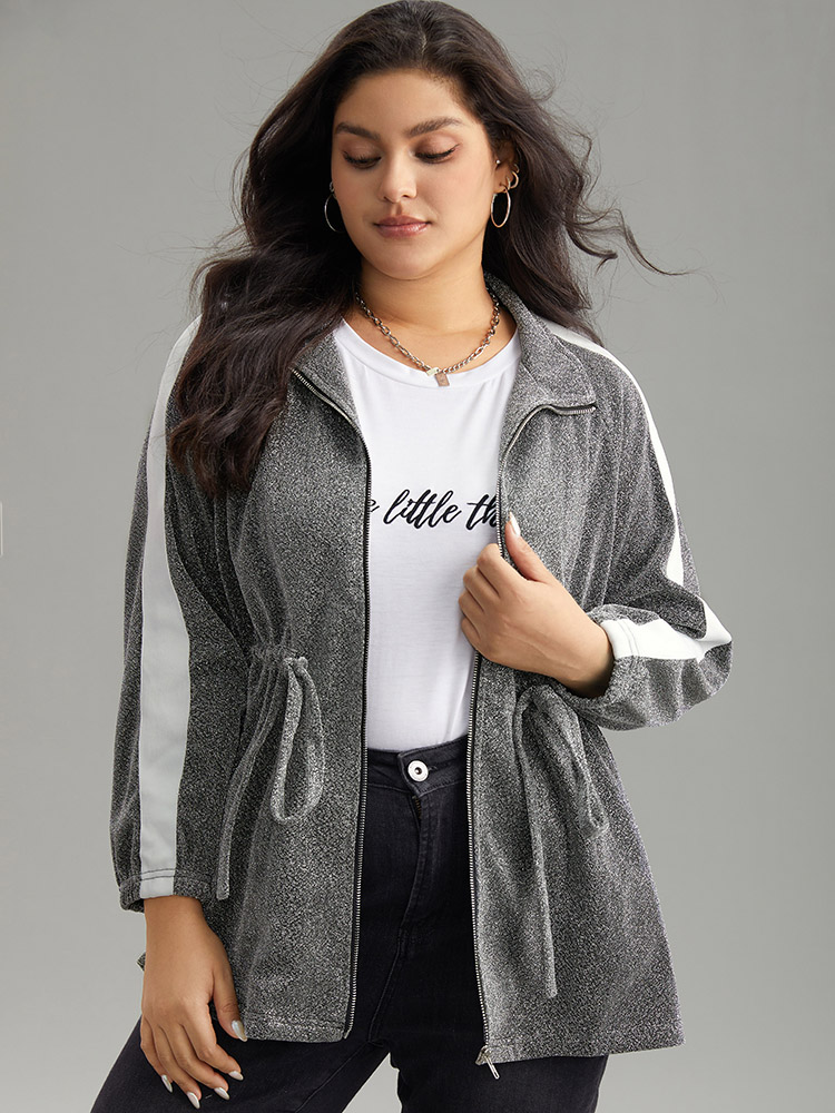 Plus Size Women Dailywear Striped Contrast Casual Jackets BloomChic 