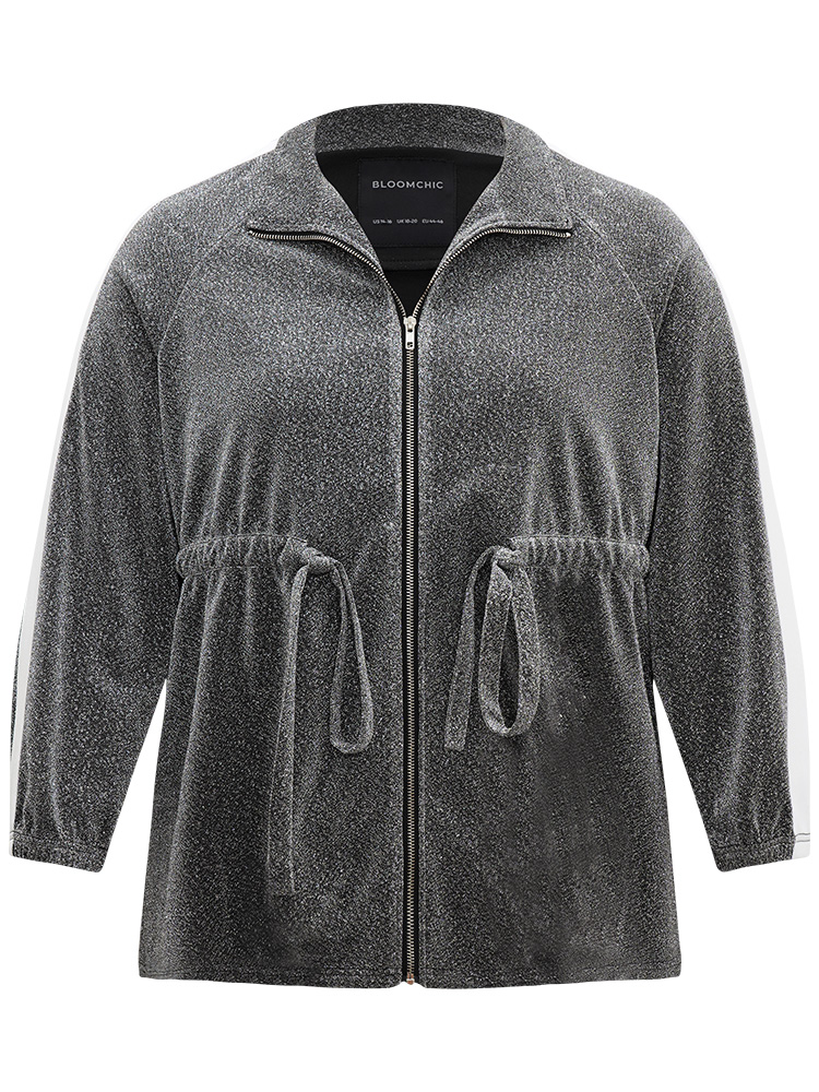 Plus Size Women Dailywear Striped Contrast Casual Jackets BloomChic 