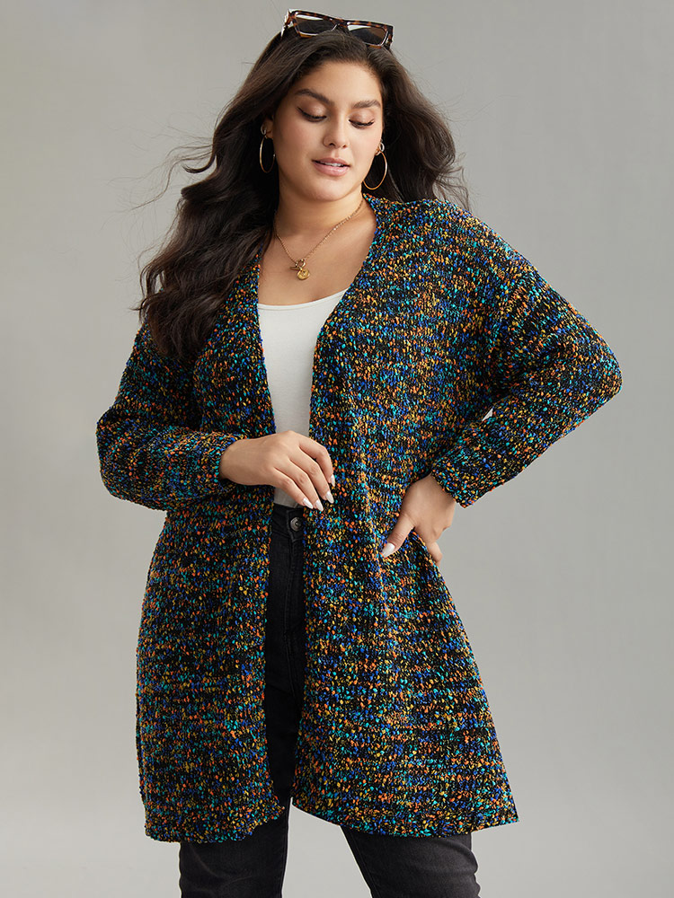 

Plus Size Colour Textured Open Front Cardigan Multicolor Women Casual Loose Long Sleeve Dailywear Cardigans BloomChic