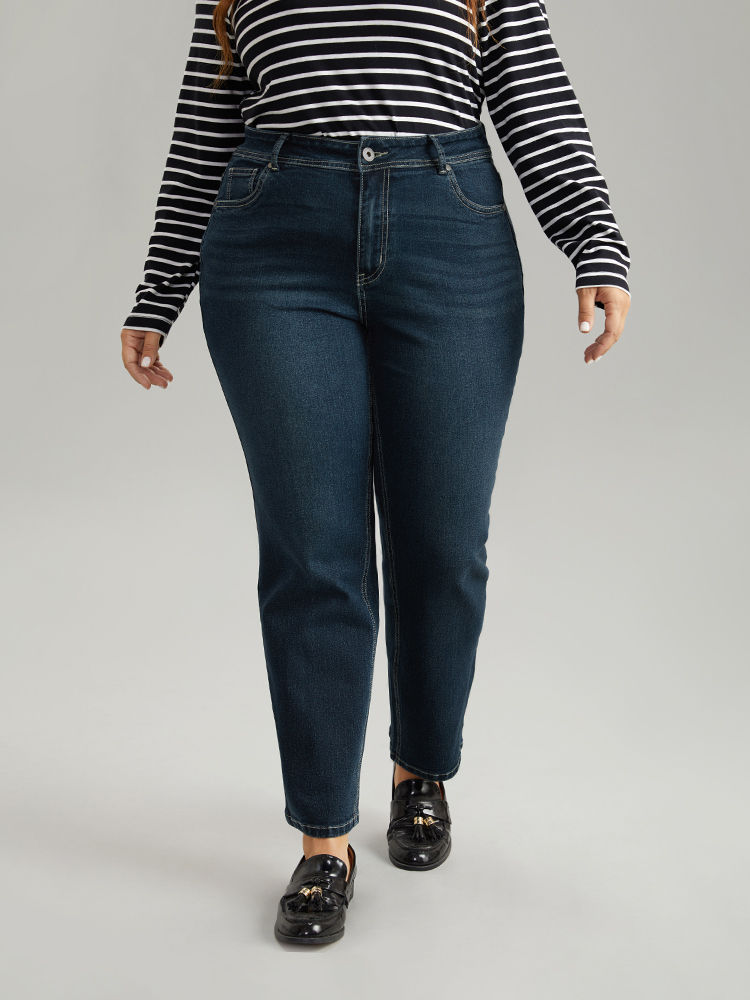 

Plus Size Very Stretchy Full Length Pocket Jeans Women Aegean Casual Plain Plain High stretch Pocket Jeans BloomChic