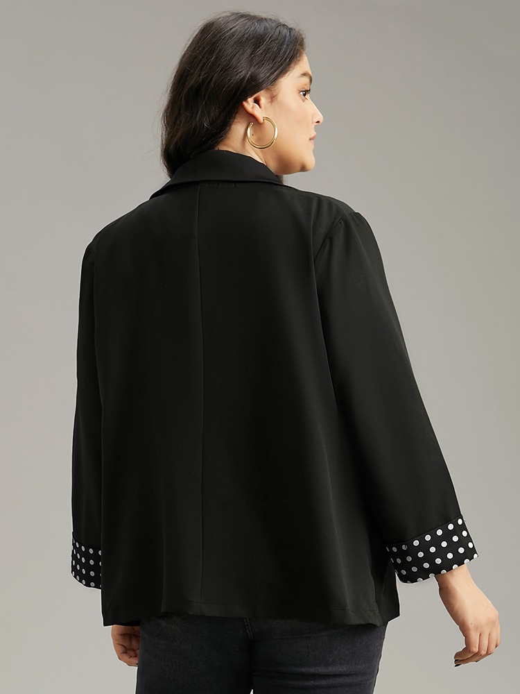 Plus Size Women Work Polka Dot Contrast Regular Sleeve Long Sleeve Suit Collar At the Office Blazers BloomChic 