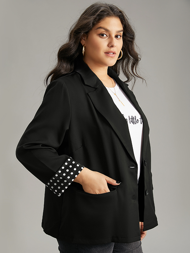 Plus Size Women Work Polka Dot Contrast Regular Sleeve Long Sleeve Suit Collar At the Office Blazers BloomChic 