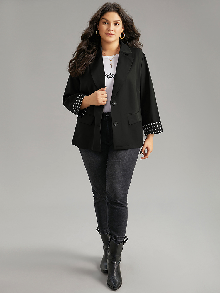 Plus Size Women Work Polka Dot Contrast Regular Sleeve Long Sleeve Suit Collar At the Office Blazers BloomChic 