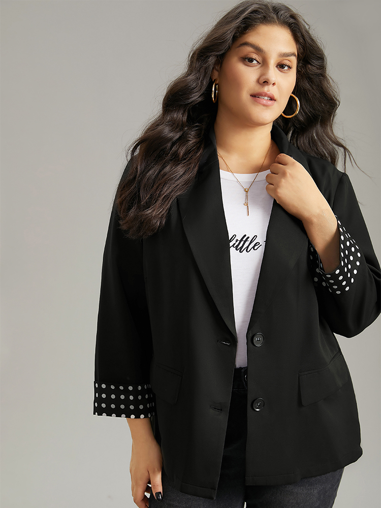 Plus Size Women Work Polka Dot Contrast Regular Sleeve Long Sleeve Suit Collar At the Office Blazers BloomChic 