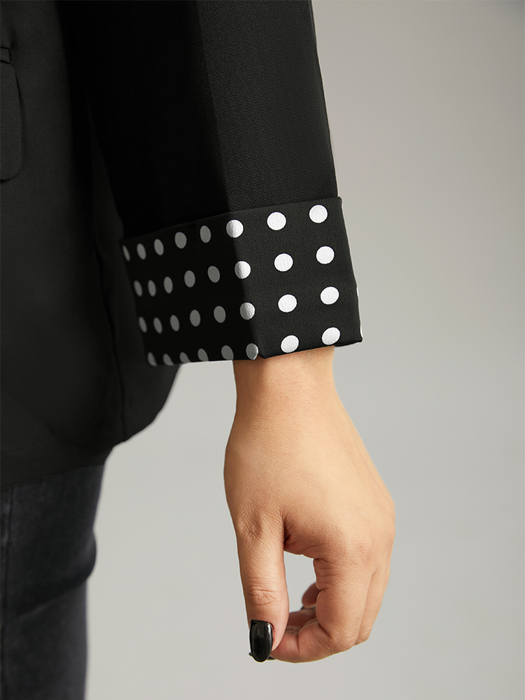 Plus Size Women Work Polka Dot Contrast Regular Sleeve Long Sleeve Suit Collar At the Office Blazers BloomChic 