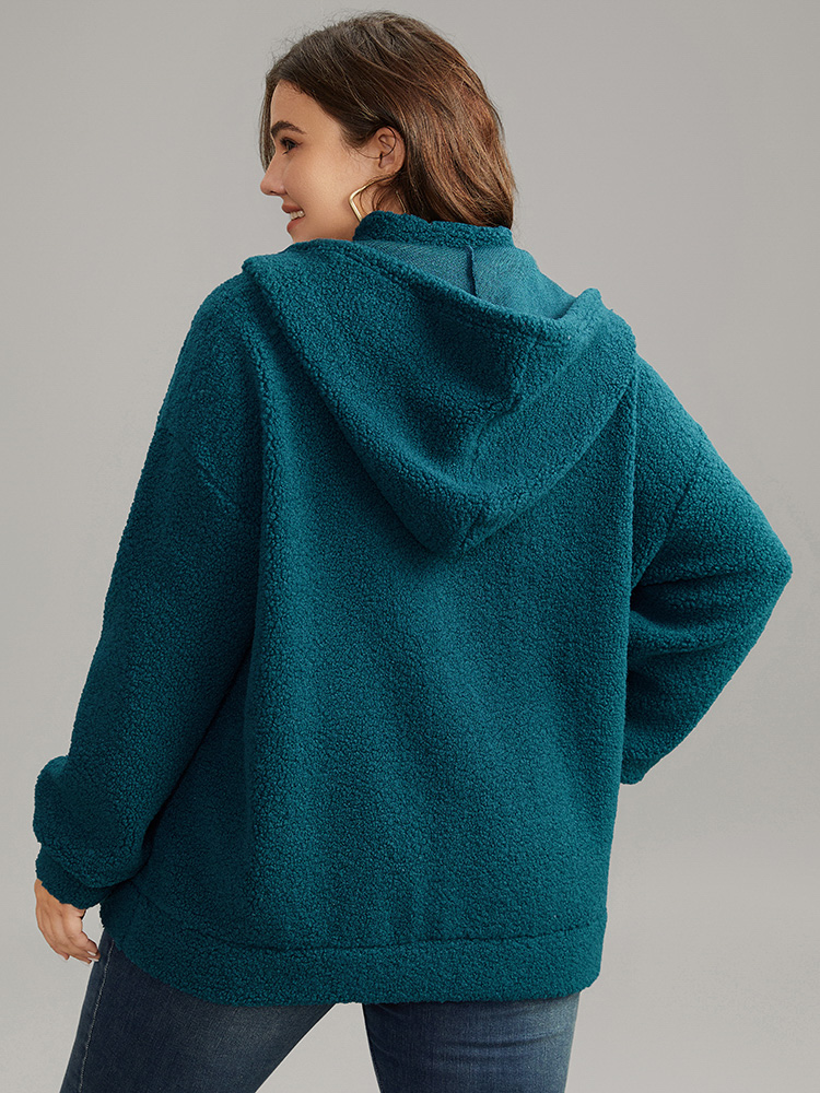 Plus Size Women Everyday Plain Texture Pocket Casual Jackets BloomChic 