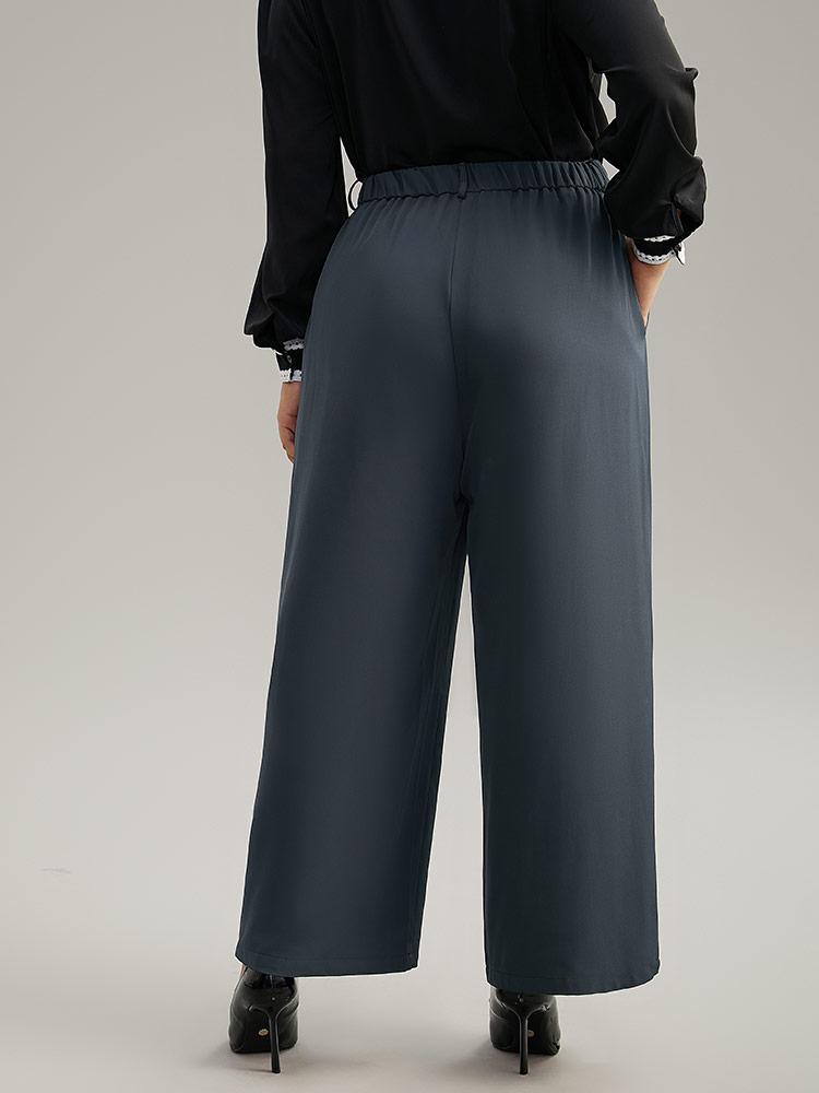 Plus Size Women Work Plain Plain High Rise Pocket Office Pants BloomChic 