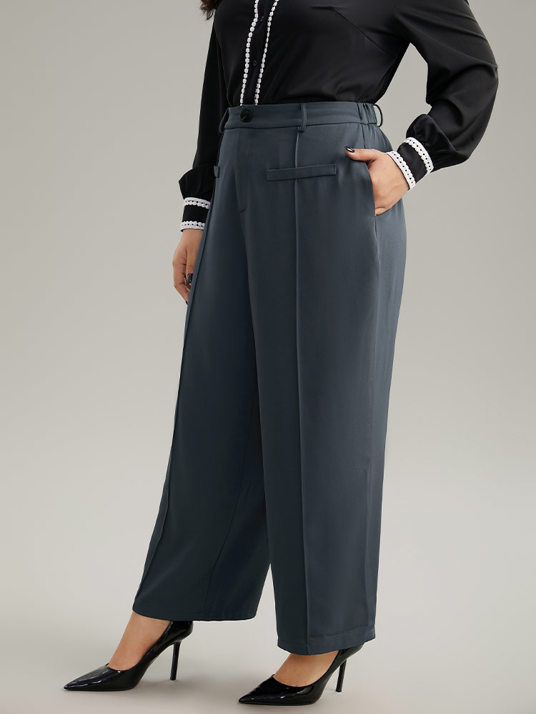 Plus Size Women Work Plain Plain High Rise Pocket Office Pants BloomChic 