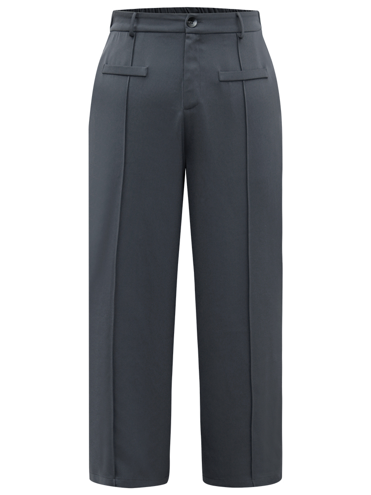 Plus Size Women Work Plain Plain High Rise Pocket Office Pants BloomChic 