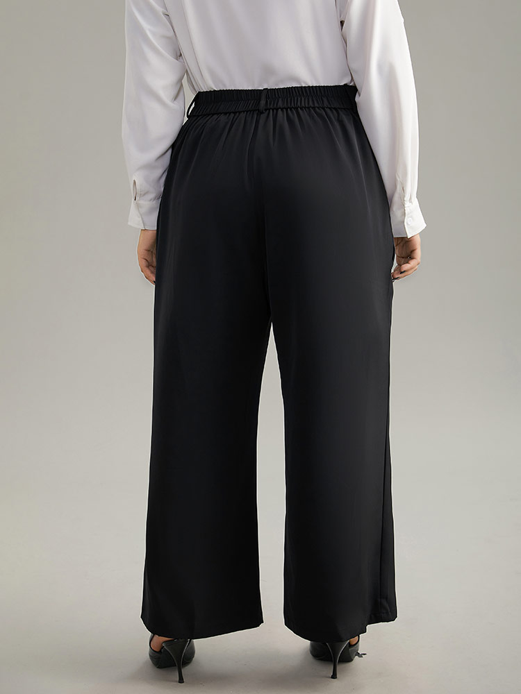 Plus Size Women Work Plain Plain High Rise Pocket Workwear Essentials Pants BloomChic 