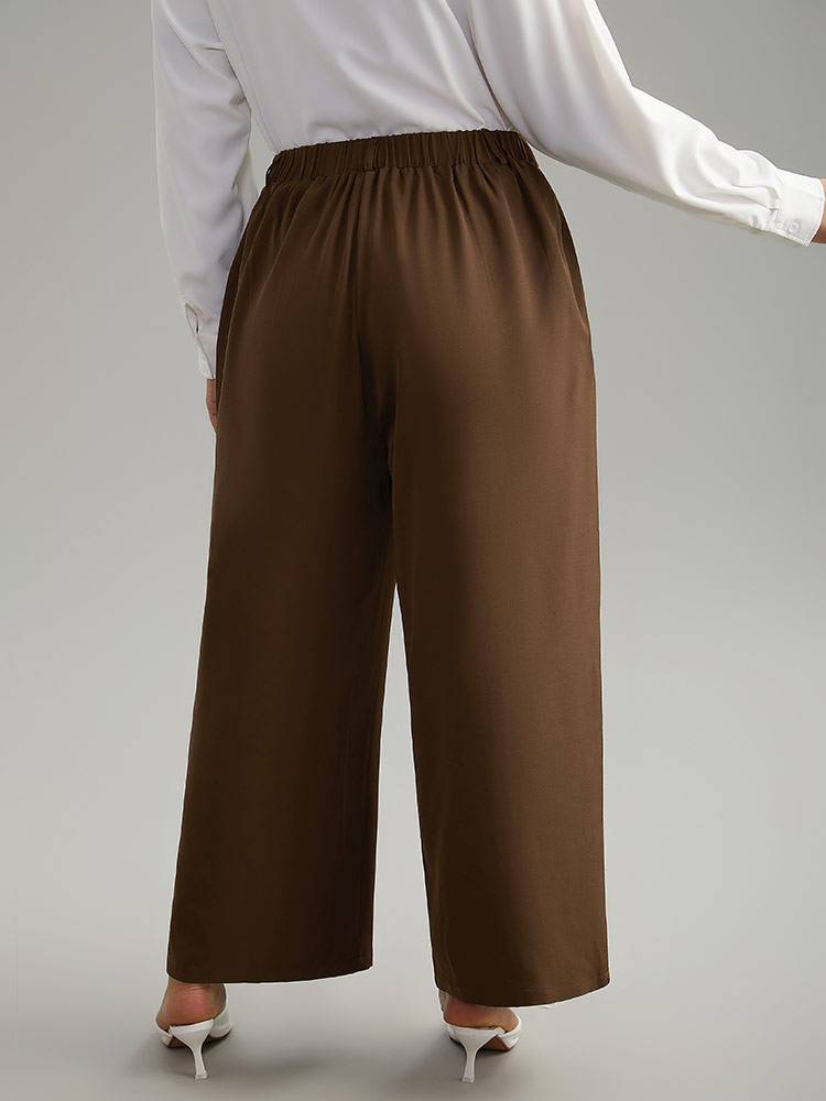 Plus Size Women Work Plain Plain High Rise Pocket Office Pants BloomChic 